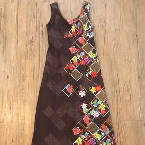 ✨⚓️Genuine Vintage 60s Era Brown Floral Maxi Dress